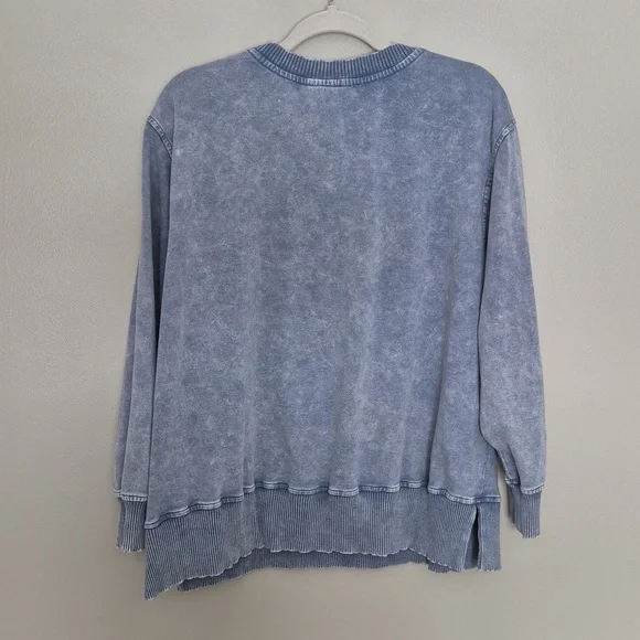 Women's Blue Crewneck Sweatshirt - Picture 3 of 4